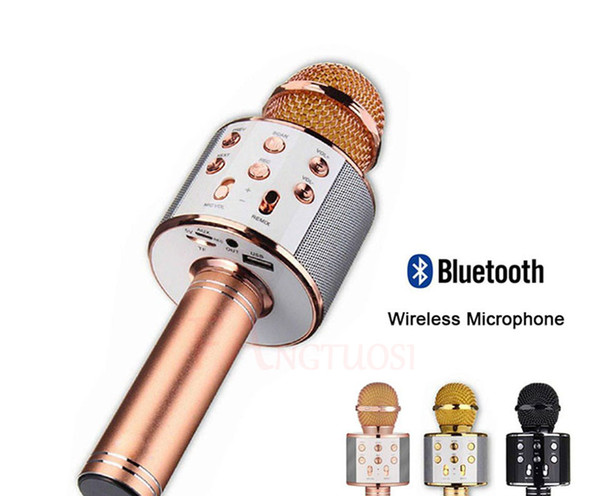 Bluetooth Wireless Microphone WS-858 Handheld Karaoke Mic USB KTV Player Bluetooth Speaker Record Music Microphones WS858