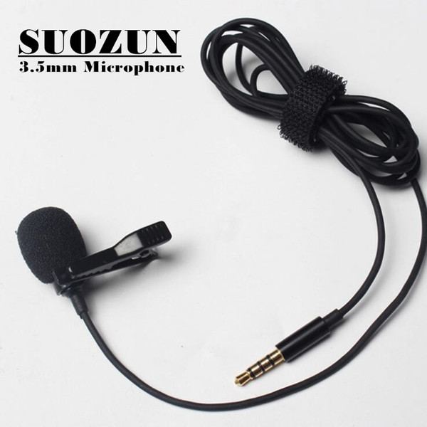 SUOZUN Mini 3.5mm Jack Microphone Lavalier Tie Clip Microphones Microfono Mic For Speaking Speech Lectures 2.4m Long Cable