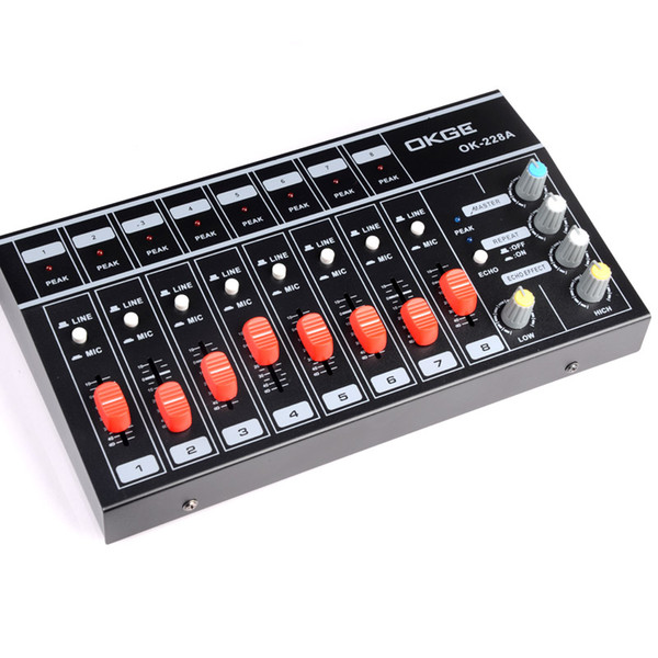 big Audio Mixer Console with USB,Built in effect processor Audio Mixer, 8 channel mixer sound console 48v power supply