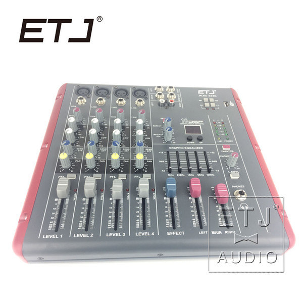 ETJ Brand 16 DSP 4 Channel Ultra Low Noise Bluetooth Audio Mixer 48V Phantom Power Supply AG06