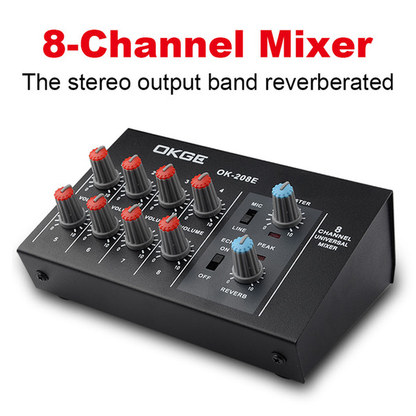 Mini Audio Mixer Console with USB,Built in effect processor Audio Mixer, 8 channel mixer sound console 48v power supply