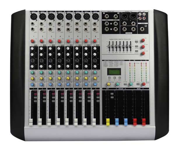 8Channels 4Band EQ 2Bus Output 26DSP Effect Audio Mixer HX8