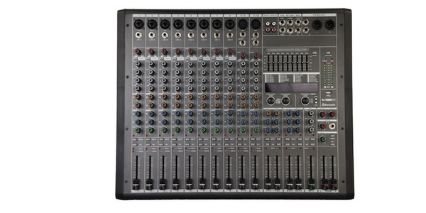 12Channels 2x1800W 4ohm 4 band EQ Double 24Bit DSP Effect Bluetooth Powered Mixer P-12X2