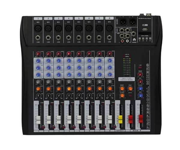 8Channel 3 Band EQ 48V Phantom Echo Effect Bluetooth USB Audio Mixer CT8