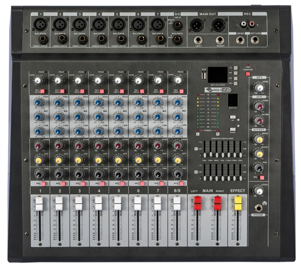 9Channels 2x350W Echo Effect Powered Mixer P935 With USB Input