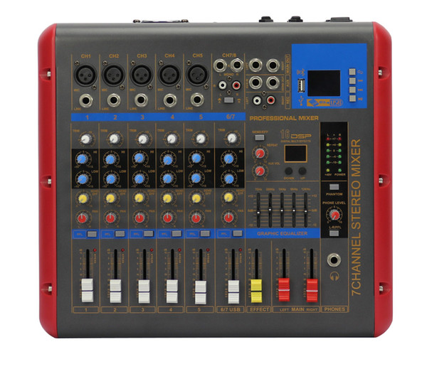 Hot Sale 7 Channel 2x150W 16 DSP Echo Bluetooth USB Powered Mixer PMR-706D