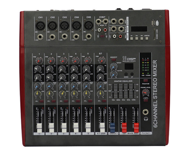 Hot-Sale 7Channels 2x150W USB and SD input Powered Mixer MX-702