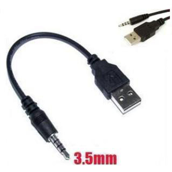 3.5mm AUX Audio to USB 2.0 Male Data Sync Charge Cable Adapter Cord For Ipod Shuffle 2nd Gen MP3 MP4 Phone Audio Cable Line