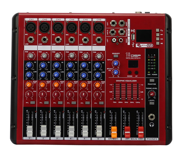 6Channels USB Bluetooth Audio Mixers SMR6