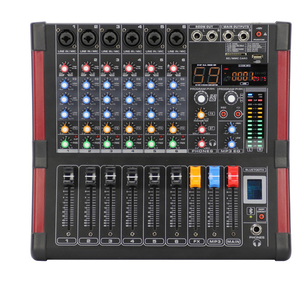 6Channel 48V Phantom 99 DSP Effect USB Bluetooth Audio Mixer BT6