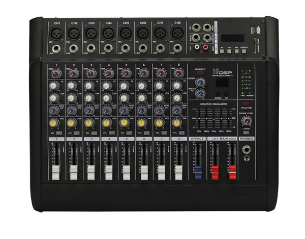 8Channel 2x250W USB/SD Powered Mixer PMX802