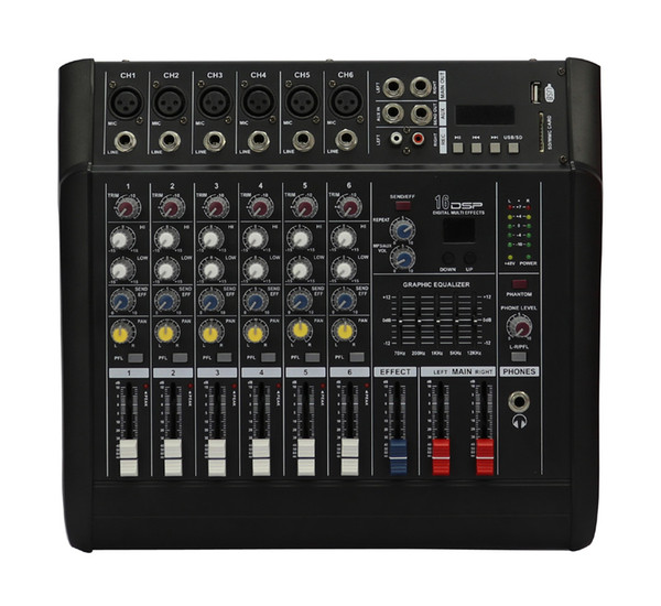 6Channel 2x250W USB/SD Powered Mixer PMX602