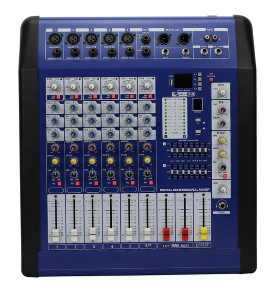 7Channels 2x350W Echo Effect Powered Mixer MQP735 With USB Input