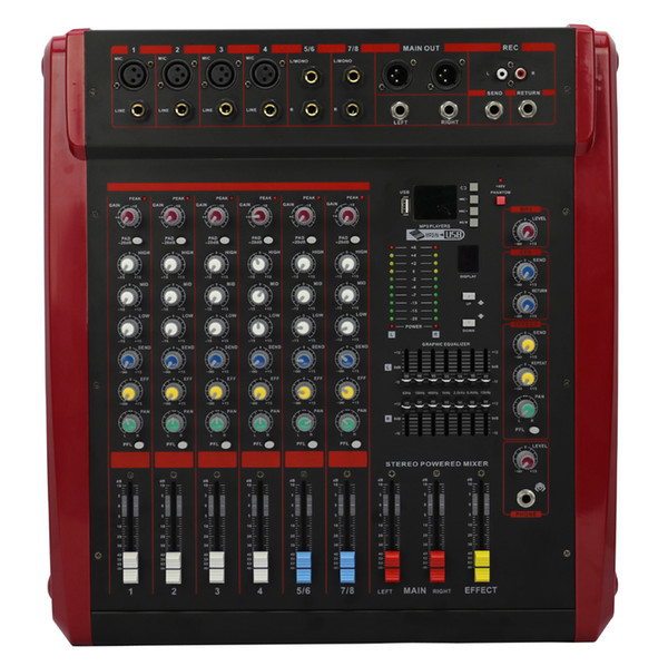 8Channels 48V Phantom 16Echo 2x350W USB Powered Mixer MAX835