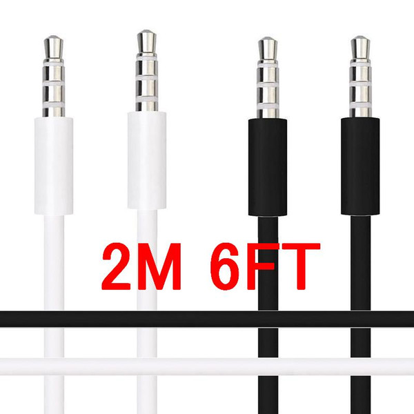 1m 3FT 2M 6FT White Black Color 3.5MM Jake Male to Male Car Aux Audio stereo Cable Wire for iphone 5 6 for ipod mp3 pc speaker headphone