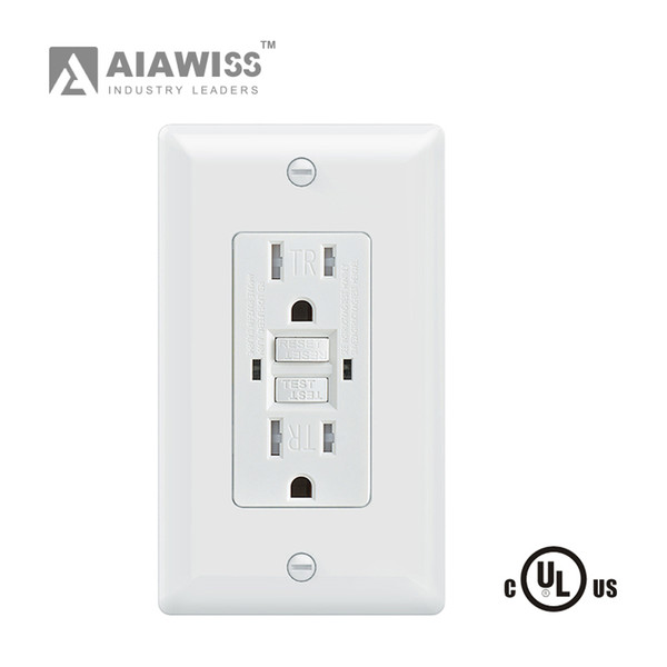 AIAWISS 15A/20A 125 Volt Tamper-Resistant GFCI Outlet UL, Receptacle, Indicater with LED Light Wallplate White