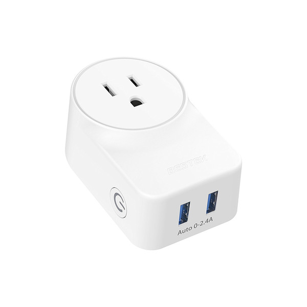 WiFi Smart Plug With USB Charging Ports by BESTEK, Compatible with Alexa and Google Assistant,FCC ETL Listed White-US plug