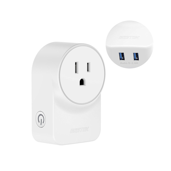 WiFi Smart Plug With USB Charging Ports by BESTEK, Compatible with Alexa and Google Assistant,FCC ETL Listed White (MRJ1011)