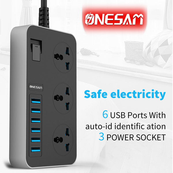 3 Sockets 6 USB HUB with auto-id indentification switch HUB Multi High Speed 3.1A Switch Portable USB Socket Splitter package