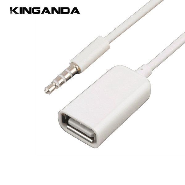 2pcs 3.5mm Jack Male to USB 2.0 Female Adapter Cable 3.5 mm AUX Audio Plug to USB2.0 Converter Charge Cord for Car MP3 MP4 CD