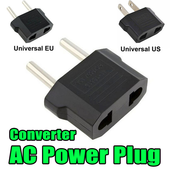 US/EU to EU AU AC Power Plug Converter Adapter US Plug to EU/AU Plug Black Plastic Travel Converter Max 2200W Two Pins DHL free shipping