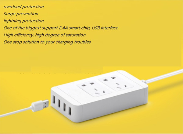 50pcs/lot Smart Power Socket Portable Strip Plug Adapter with 4 USB Port Multifunctional Smart Home Electronics