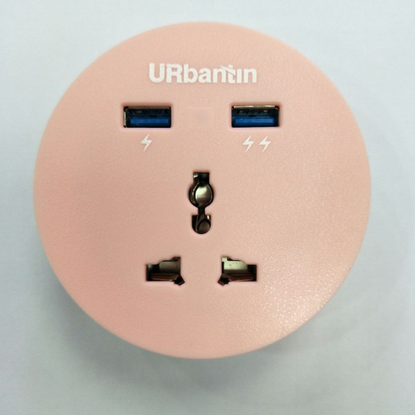 USB Socket 2 Ports 201 Round Circular Universal USB Socket Charging Station Portable With Uiversal Power Socker 2 Usb ports Wall cable plug