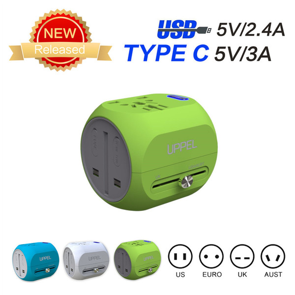 travel us New Universal Travel All in One International Adapter Socket Worldwide Wall Charger with USB/Type C for US/AU/Asia/EU/UK