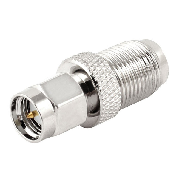 F Type Female to SMA Male Plug Coaxial Adapter Connector Silver Tone