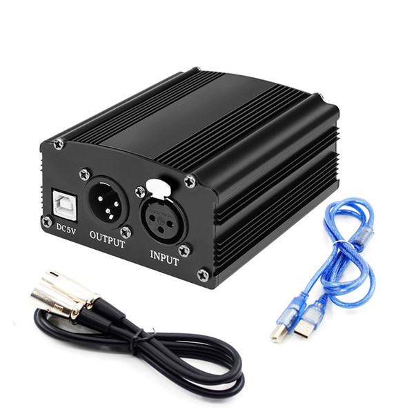 48V Phantom Power EU/US Plug 110V/220V 1-Channel Supply+Adapter+One XLR Audio Cable for Any Condenser Microphone Recording