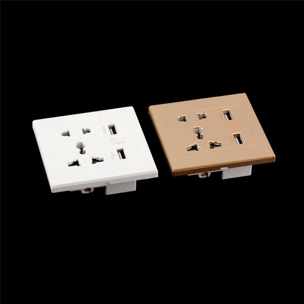 Universal 2 USB Wall Socket AC 110-250V US UK EU AU Wall Socket 2 Port 5.0V 2.1A USB Outlet Power Charger for Cellphone*50pcs/lot