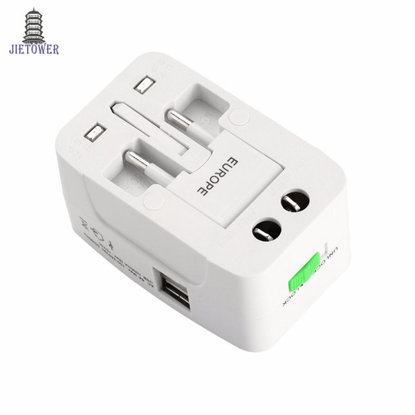 All in One Universal global International Plug Adapter 2 USB Port World Travel AC Power Charger Adaptor with AU US UK EU Plug 100pcs/lot