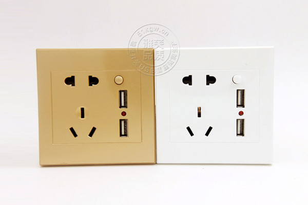 Wall Electrical Universal Plug Standard Faceplate Socket Double 2 USB Outlets Ports Switch For Mobilephone Charging