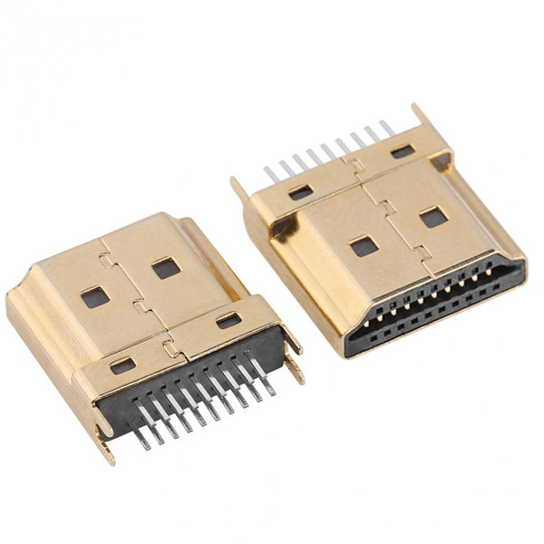 Freeshipping 50Pcs/Packs Gold Tone Mini HDMI Male Jack Connectors 1.6mm Pitch 19 Pins PCB Wholesale