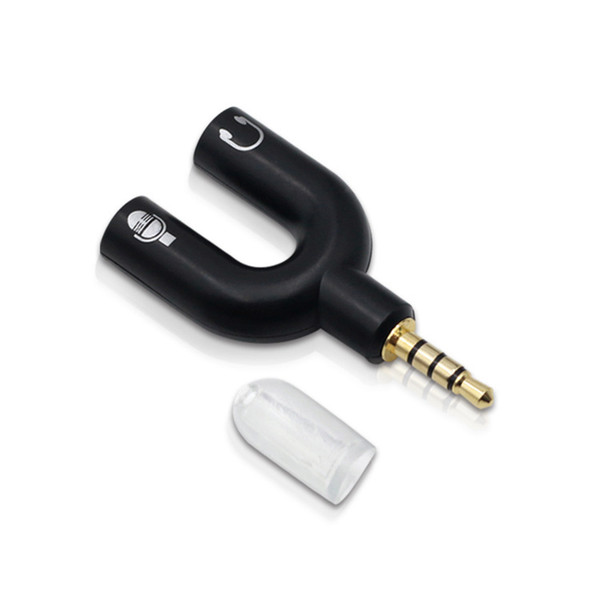 U Type Adapter Dual 3.5 MM Headphone Plug Audio Cables Splitter Microphone 2 in 1 Swivel Connector For Speaker Microphone