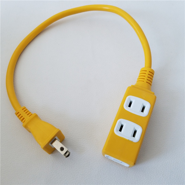 AC Power Cable Charge Suppply Socket Plug to 3 Port Outlet Receptacle US Standard Yellow 15A 45cm