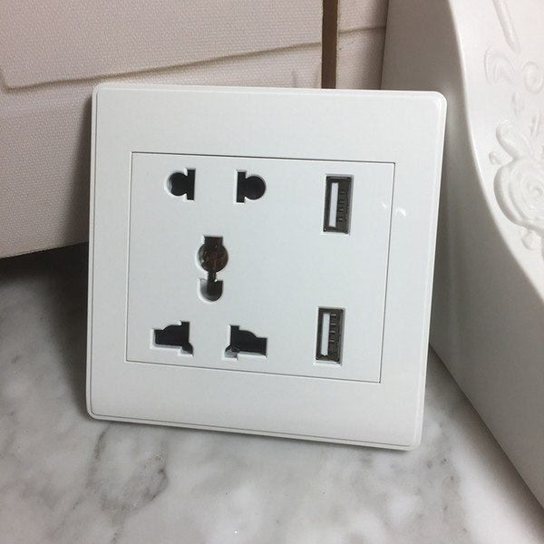 Pure/Carved/Frame White 13A/250V~ Wall Socket with for Global Universal with 2 USB charging 2.1A-10.5W Free Shipping