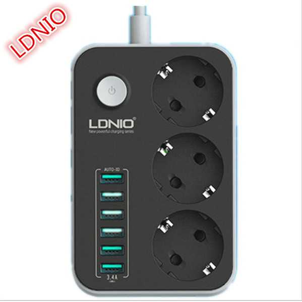 Wholesale Surge Protection 10A 250V Power Strip With 6 Usb Plug And 3 EU Sockets 1.6m Electrical Cord For Cell Phone Tablet Fast