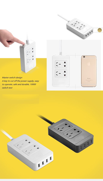 Smart Power Socket Portable Strip Plug Adapter with 4 USB Port Multifunctional Smart Home Electronics