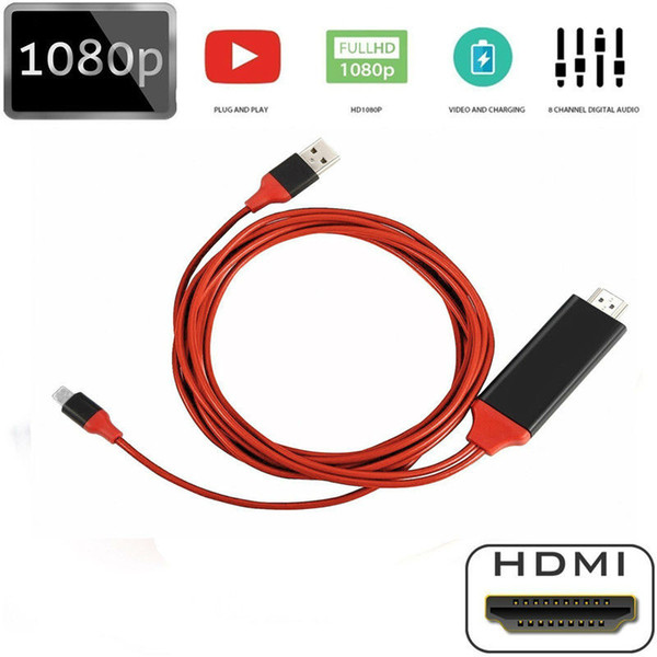 200pcs/lot HDMI HDTV Adapter USB Cable 1080P for apple 8 plus HDMI Cable wholesale