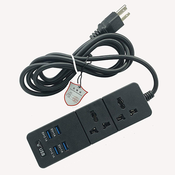 USB Power Strip 4 Port Portable Travel Charger Outlets 2.1A Power Supply Cord With Universal Plug Input 240v Power Sockets Station 4