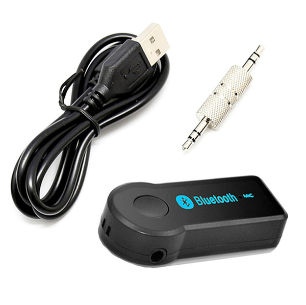 Wholesale- Car Wireless Bluetooth AUX Audio Receiver Adapter 3.5mm Audio Music Receiver Bluetooth HandsFree Car Kit Stereo Speaker