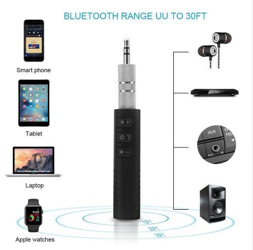 Universal 3.5mm jack Bluetooth Car Kit Hands free Music Audio Receiver Adapter Auto AUX Kit for Speaker Headphone Car Stereo