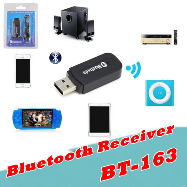 BT-163 usb bluetooth Stereo Music receiver Adapter Wireless Car Audio 3.5mm Bluetooth Receiver Dongle for iphone speaker mp3