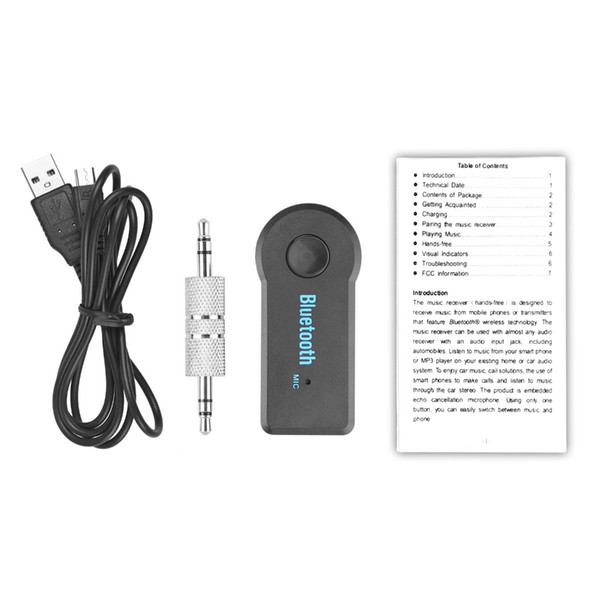 Car 3.5mm Bluetooth Receiver Speaker Headphone Adapter Audio Stereo Music Receiver Home Handsfree Bluetooth Aux Adapter