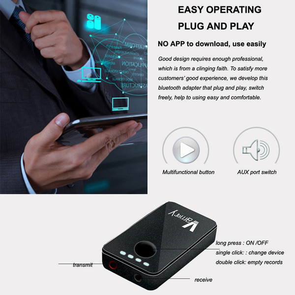 Bluetooth Transmitter and Receiver Wireless Bluetooth 4.1 with EDR Audio Adapter Receive & Transmit for TV Home Music Streaming System and C