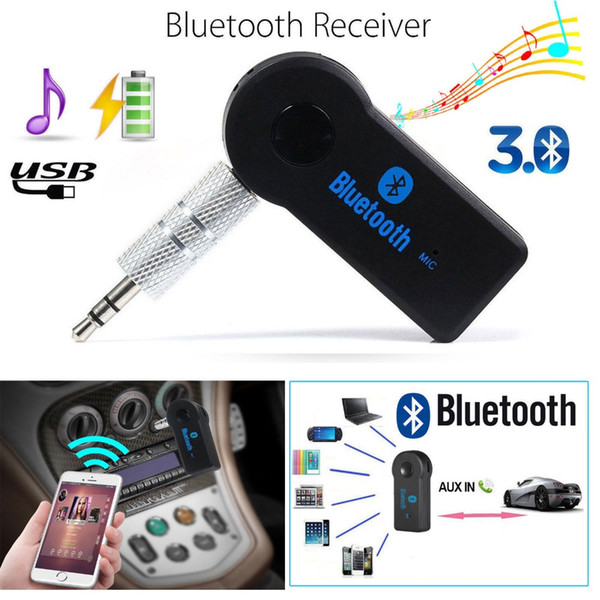 Universal 3.5mm Bluetooth Car Kit A2DP Wireless AUX Audio Music Receiver Adapter Handsfree with Mic For Phone MP3 Retail Box