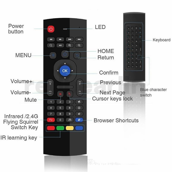 MX3 Multifunction 2.4G Air Mouse Mini Wireless Keyboard & Infrared Remote Control & 3-Gyro + 3-Gsensor W USB Wireless Receiver