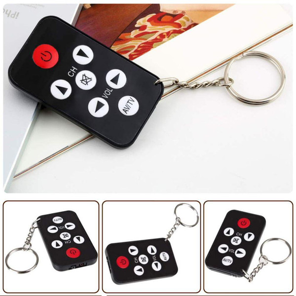 Mini Pocket Size Keychain with battery Universal Infrared IR TV Set Remote Control Key Ring 7 Keys For Philips Black Easy Carry