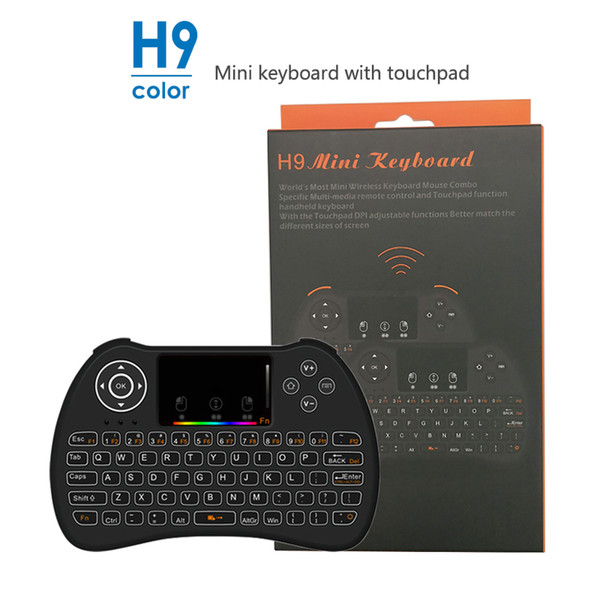 H9 Color Backlit Wireless mini Keyboard QWERTY 2.4GHz Remote control Handheld Support multi-touch for Android TV Box PC Better